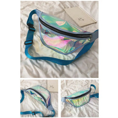 Women PVC Waterproof Laser Zipper Fanny Pack Waist Bag