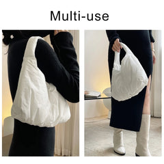 Women Padded Shoulder Bag Quilted Shopper Tote Winter Handbag