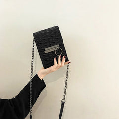 Women Pattern Shoulder Bag Hardware Chain Strap Block Messenger