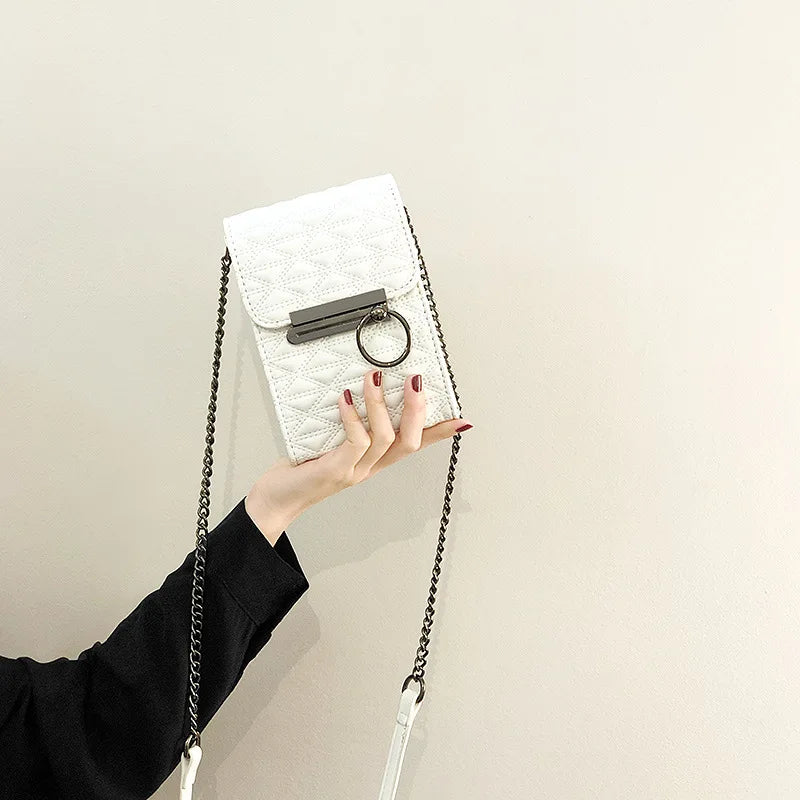 Women Pattern Shoulder Bag Hardware Chain Strap Block Messenger