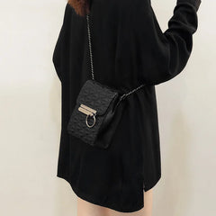 Women Pattern Shoulder Bag Hardware Chain Strap Block Messenger
