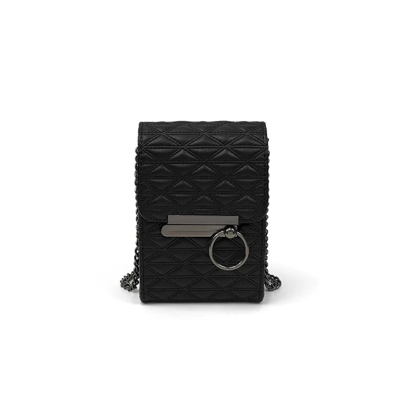 Women Pattern Shoulder Bag Hardware Chain Strap Block Messenger