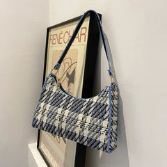 Women Plaid Zipper Handbags Small Shoulder Bag Female Contrast Messenger Bag