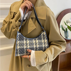 Women Plaid Zipper Handbags Small Shoulder Bag Female Contrast Messenger Bag