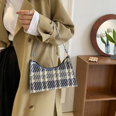 Women Plaid Zipper Handbags Small Shoulder Bag Female Contrast Messenger Bag