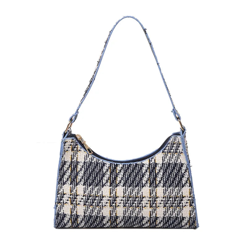 Women Plaid Zipper Handbags Small Shoulder Bag Female Contrast Messenger Bag