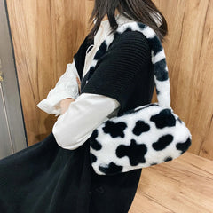Women Plush Leopard Shoulder Bag