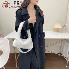 Soft Fluffy Shoulder Bag with Handle Chain for Women