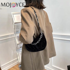 Women Plush Shoulder Top-handle Bag Autumn Messenger Purse Chain Totes Shopping