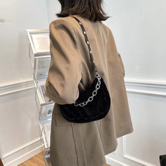 Women Plush Shoulder Top-handle Bag Chain Totes Shopping Bag