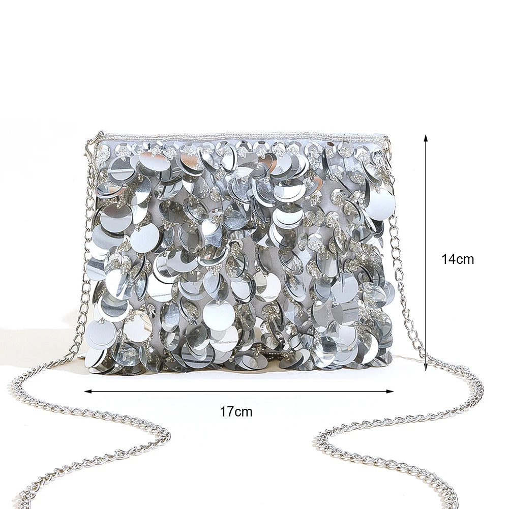 Women Polyester Crossbody Bag Purses Evening Handbag Sequin Clutch