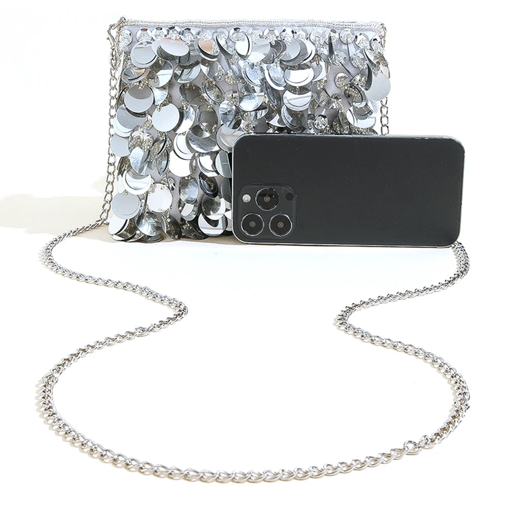 Women Polyester Crossbody Bag Purses Evening Handbag Sequin Clutch