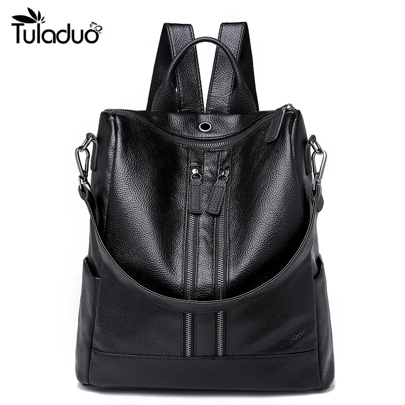 Women Pu Leather Backpack Casual Soft Shoulder Bag Backpack For Teenagers Girls