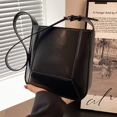 Women Red Shoulder Bag Leather Handbags Casual Big Tote Female Bucket Bag