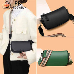 Women Pu Shoulder Bags Wide Strap Ladies Crossbody Bags