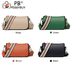 Women Pu Shoulder Bags Wide Strap Ladies Crossbody Bags