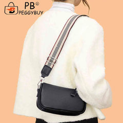 Women Pu Shoulder Bags Wide Strap Ladies Crossbody Bags