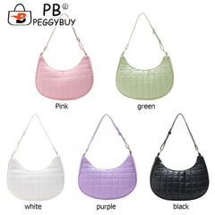 Checker Pattern PU Leather Small Hobos Women Purse