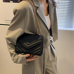Women Quilted Shoulder Bag Retro Chain Underarm Bag Ladies Pu Leather Clutch