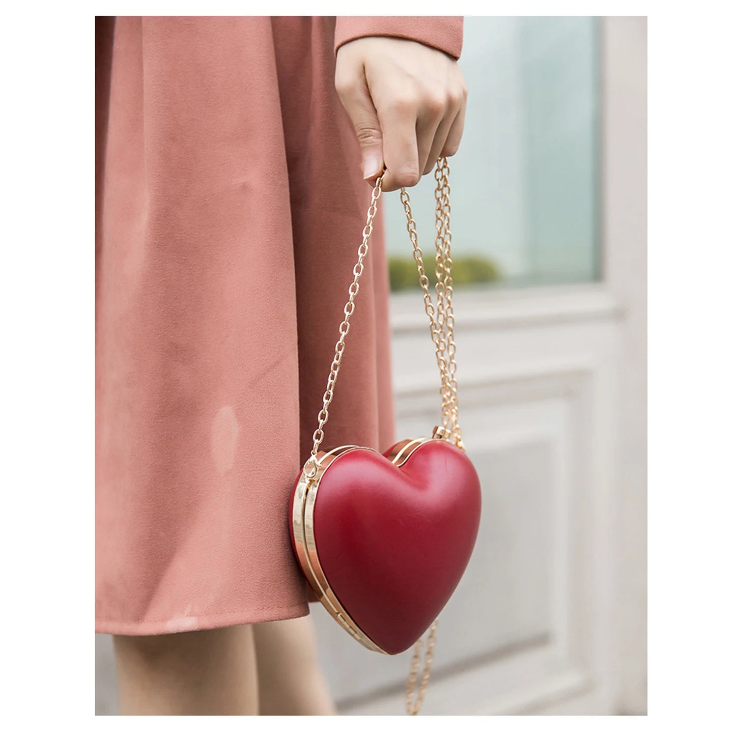 Red Heart Shaped Purse Ladies Evening Clutches for Wedding Party