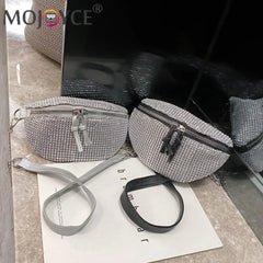 Sparkling Rhinestone Waist Bag Fanny Chest Pack Bling Chain Crossbody Pouch