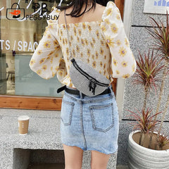 Women Rhinestone Waist Bag Fanny Chest Pack Bling Chain Crossbody Pouch