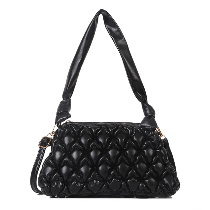 Women Ruched Shoulder Bags High Leather Crossbody Bags Female Handbags And Purse