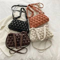 Women Ruched Shoulder Bags High Leather Crossbody Bags Female Handbags And Purse