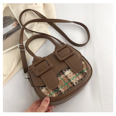 Women Saddle Handbag Double Buckle Shoulder Bags Casual Clutch Bag