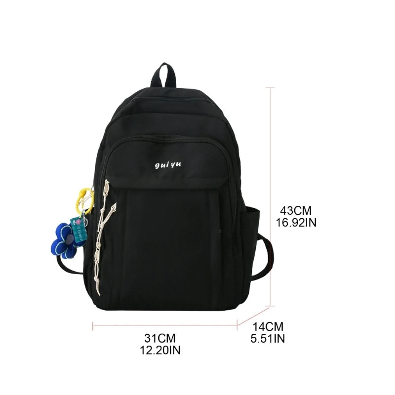 Women School Backpack Teen Girls Student Bookbags Solid College School Bag