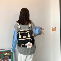 Women School Contrast Patchwork Large Capacity Girl Multifunctional Backpack