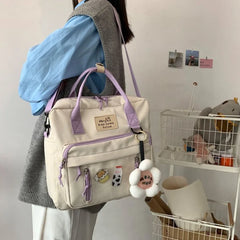 Women School Contrast Patchwork Large Capacity Girl Multifunctional Backpack