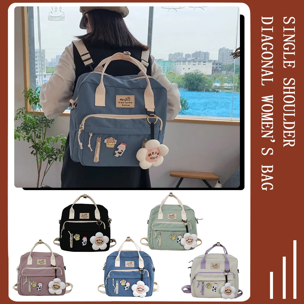 Women School Contrast Patchwork Large Capacity Girl Multifunctional Backpack