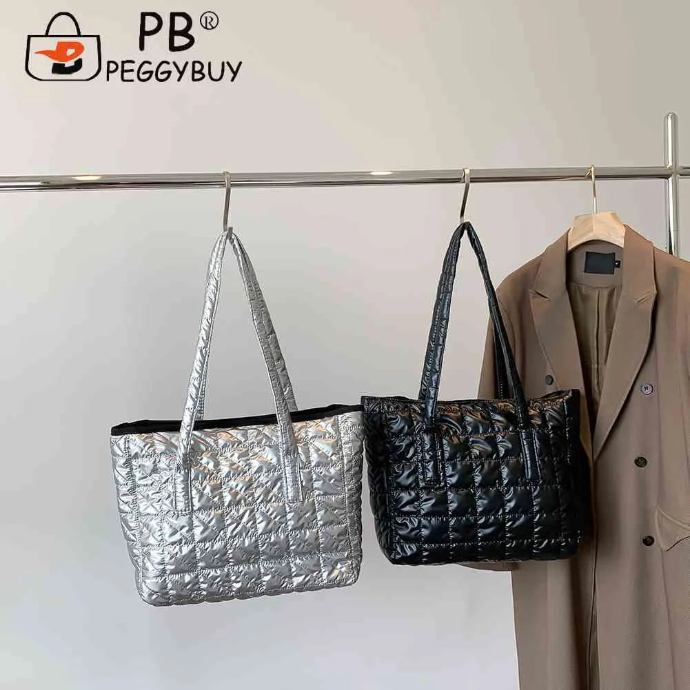 Solid Cotton Padded Shoulder Bags for Women