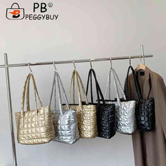 Solid Cotton Padded Shoulder Bags for Women
