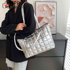 Solid Cotton Padded Shoulder Bags for Women