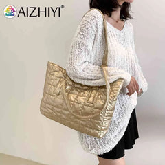 Women Large Capacity Cotton Padded Shopping Tote Bags