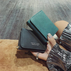 Vintage PU Leather Lady Short Clutch Wallet