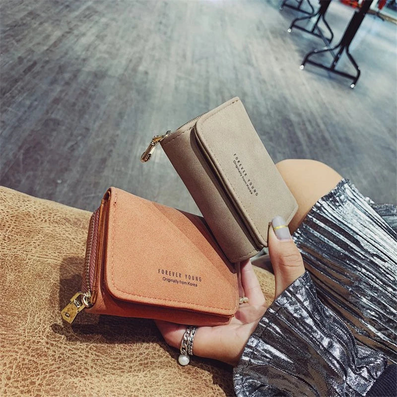 Vintage PU Leather Lady Short Clutch Wallet