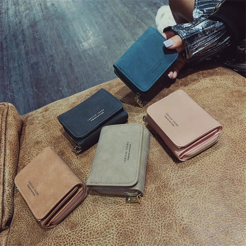 Vintage PU Leather Lady Short Clutch Wallet
