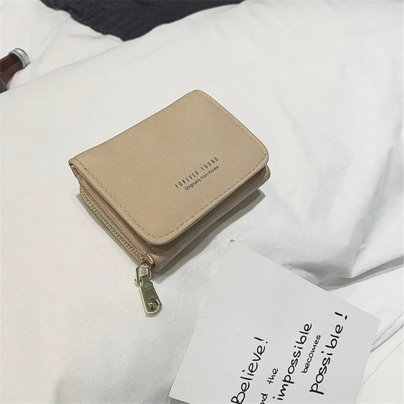 Vintage PU Leather Lady Short Clutch Wallet