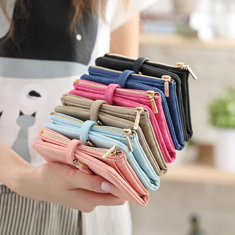 Vintage PU Leather Lady Clutch Wallet Matte Women Wallet Female Purse