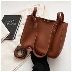 Retro PU Leather Messenger Bag Autumn Winter Texture Bucket