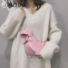 Cartoon Dinosaur Shoulder Bag Vintage Ladies Messenger Mini Purse Handbag