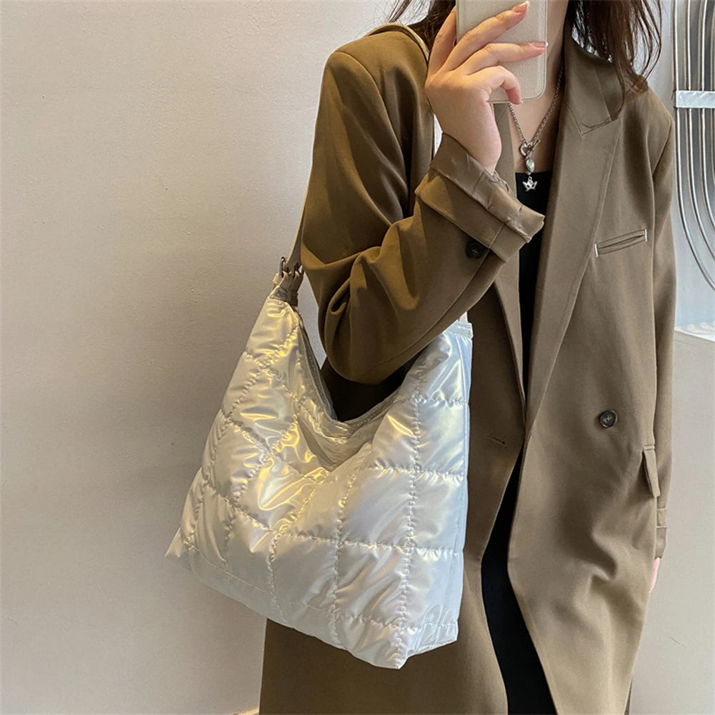 Women Shoulder Bag Winter Quilted Large Capacity Purse Tote Bag
