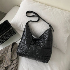Women Shoulder Bag Winter Quilted Large Capacity Purse Tote Bag