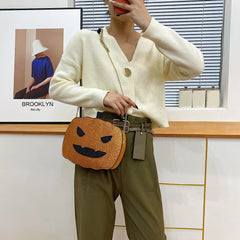 Funny Pumpkin Shape Shoulder Bag Chain Purse Glitter Crossbody Bag