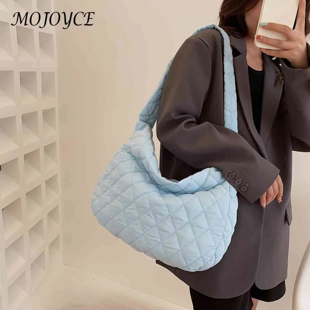 Women Shoulder Bag Large Capacity Purse Handbags Rhombus Pattern Underarm Bag