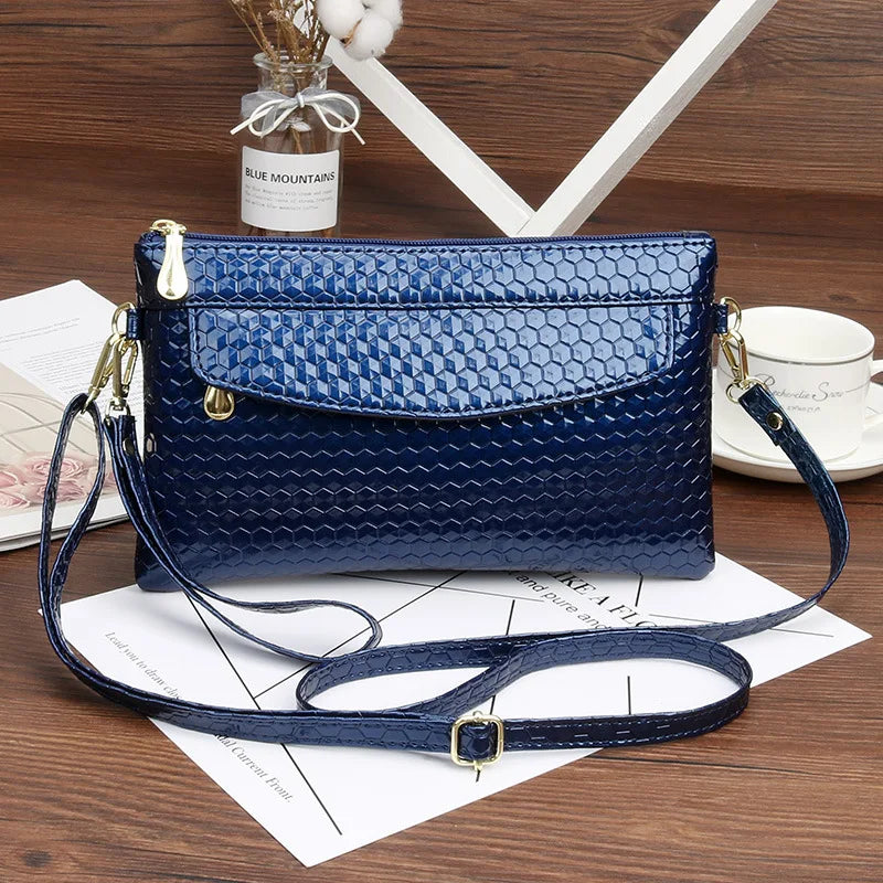 Women Shoulder Bag PU Leather Crossbody Bag Diamond Lattice Wallet Clutch