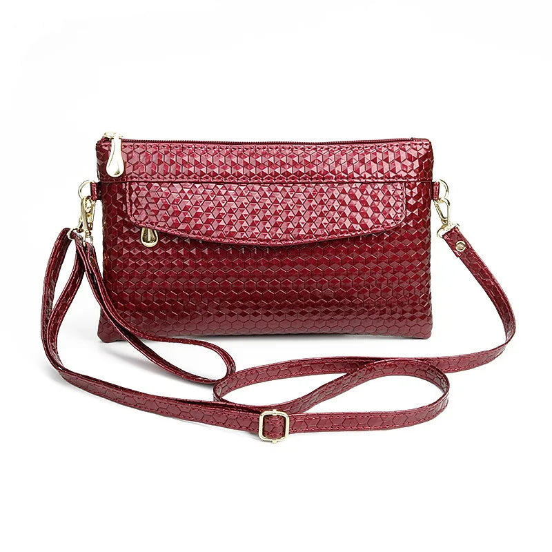 Women Shoulder Bag PU Leather Crossbody Bag Diamond Lattice Wallet Clutch